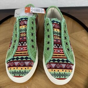 Montana West Slip On Shoes Size 10 Aztec Green Embellished Sneakers NEW